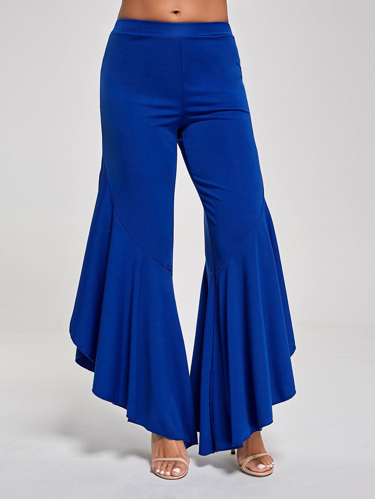 

Flounce High Waist Palazzo Pants, Blue