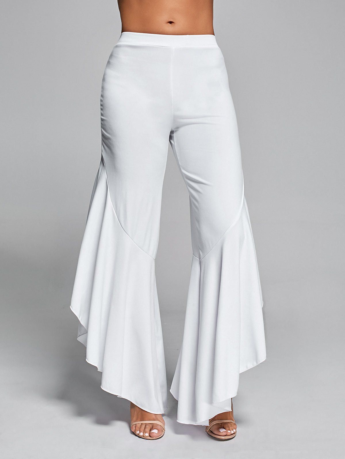 

Flounce High Waist Palazzo Pants, White