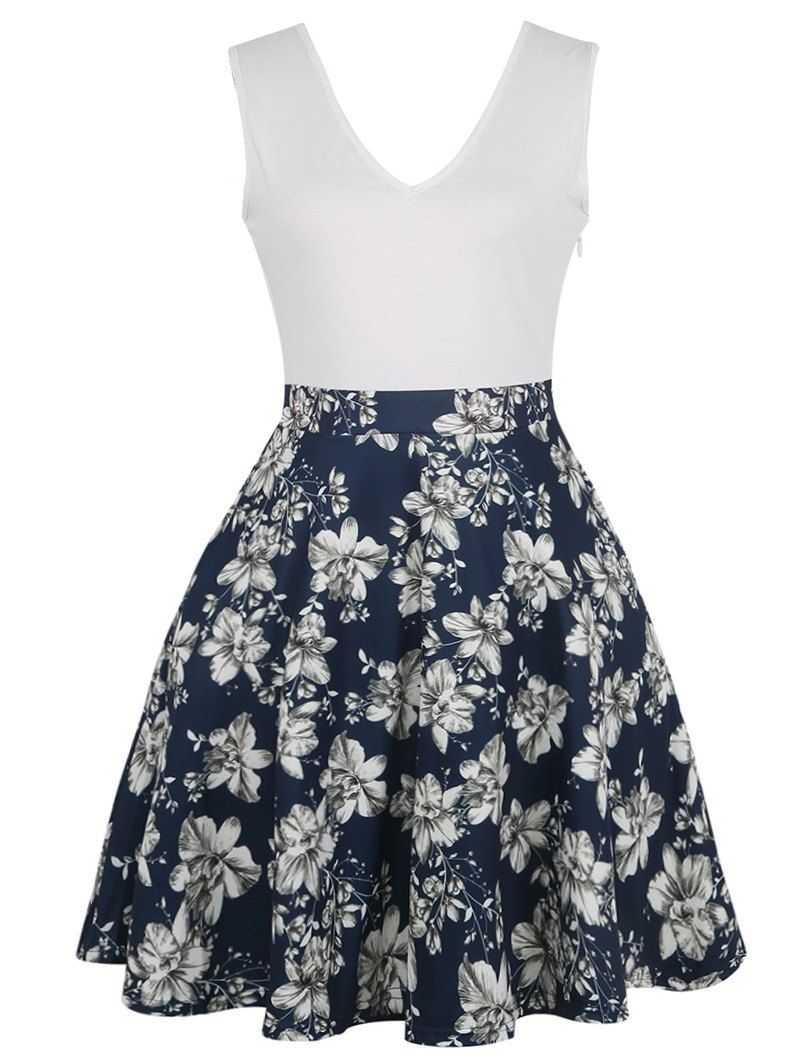 

Floral Sleeveless Printed Dress, White
