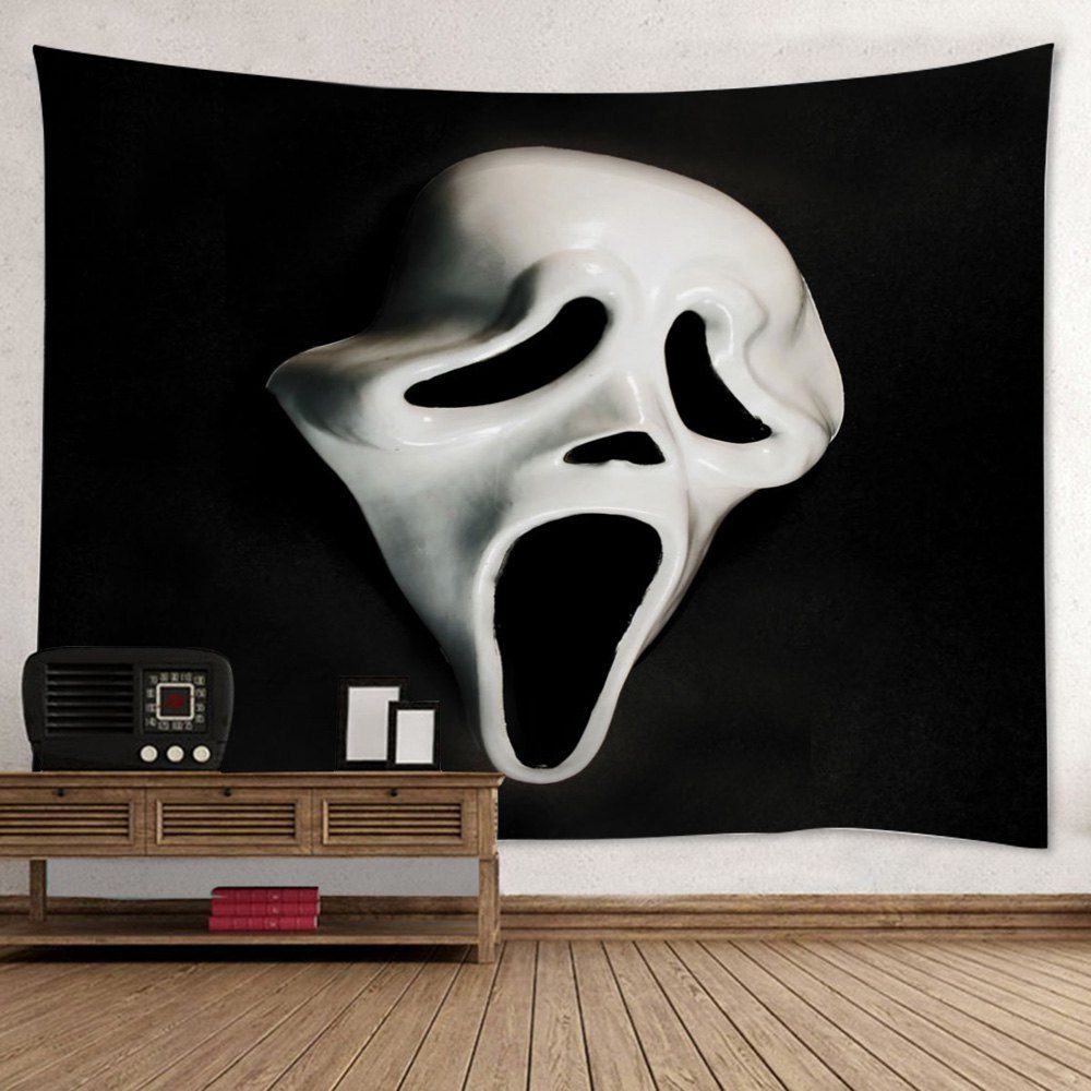 

Wall Hanging Art Halloween Ghost Mask Print Tapestry, Black