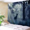 Tapisserie Murale Décoration Cerf Forêt - Bleu gris W51 INCH * L59 INCH