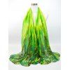 Écharpe en Voile Gossamer Motif Floral Style Rétro - Vert Jade 