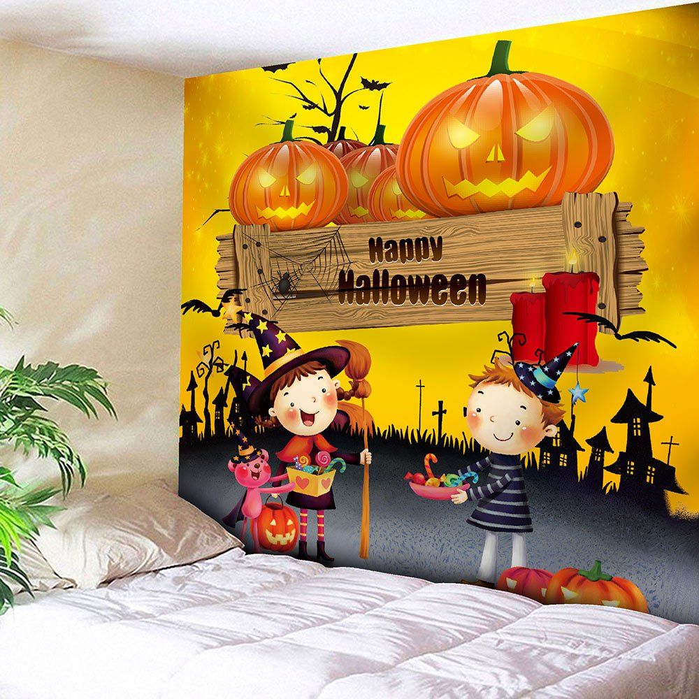 

Waterproof Happy Halloween Pumpkin Tapestry, Yellow