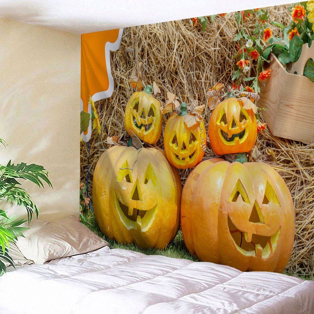 

Halloween Decor Grimace Pumpkin Wall Tapestry, Light brown