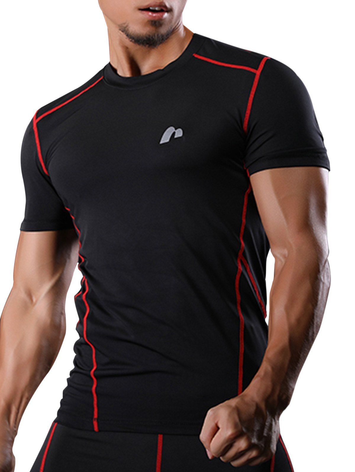 

Short Sleeve Quick Dry Suture Stretchy Gym T-shirt, Red