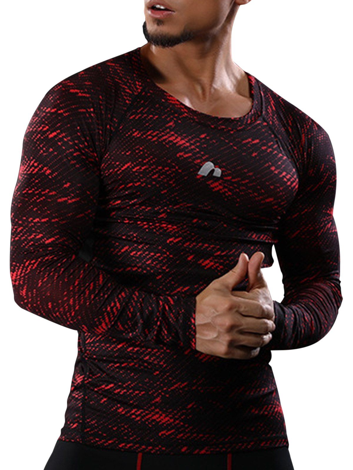 

Quick Dry Camouflage Openwork Panel Gym T-shirt, Red