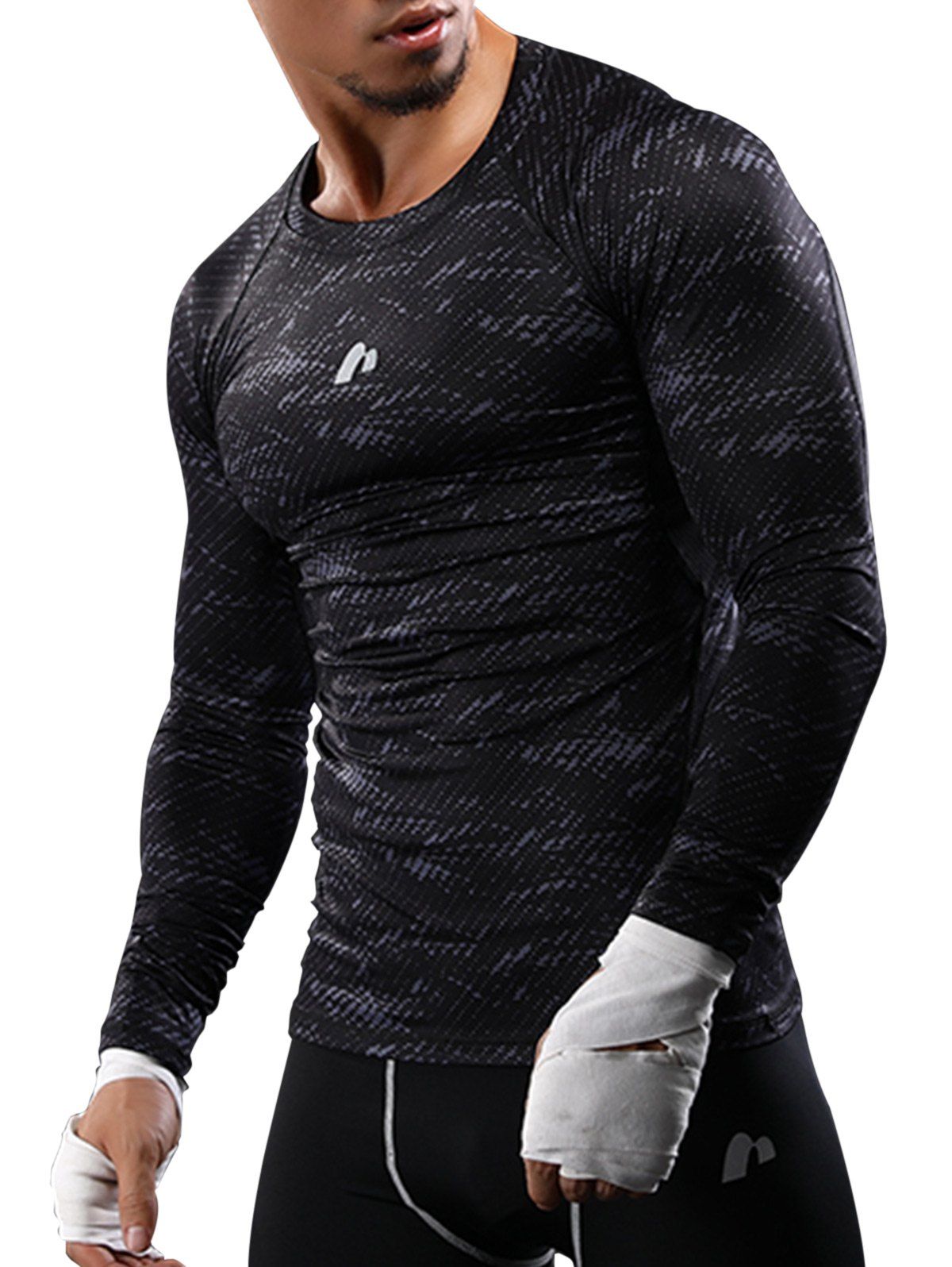 

Quick Dry Camouflage Openwork Panel Gym T-shirt, Gray