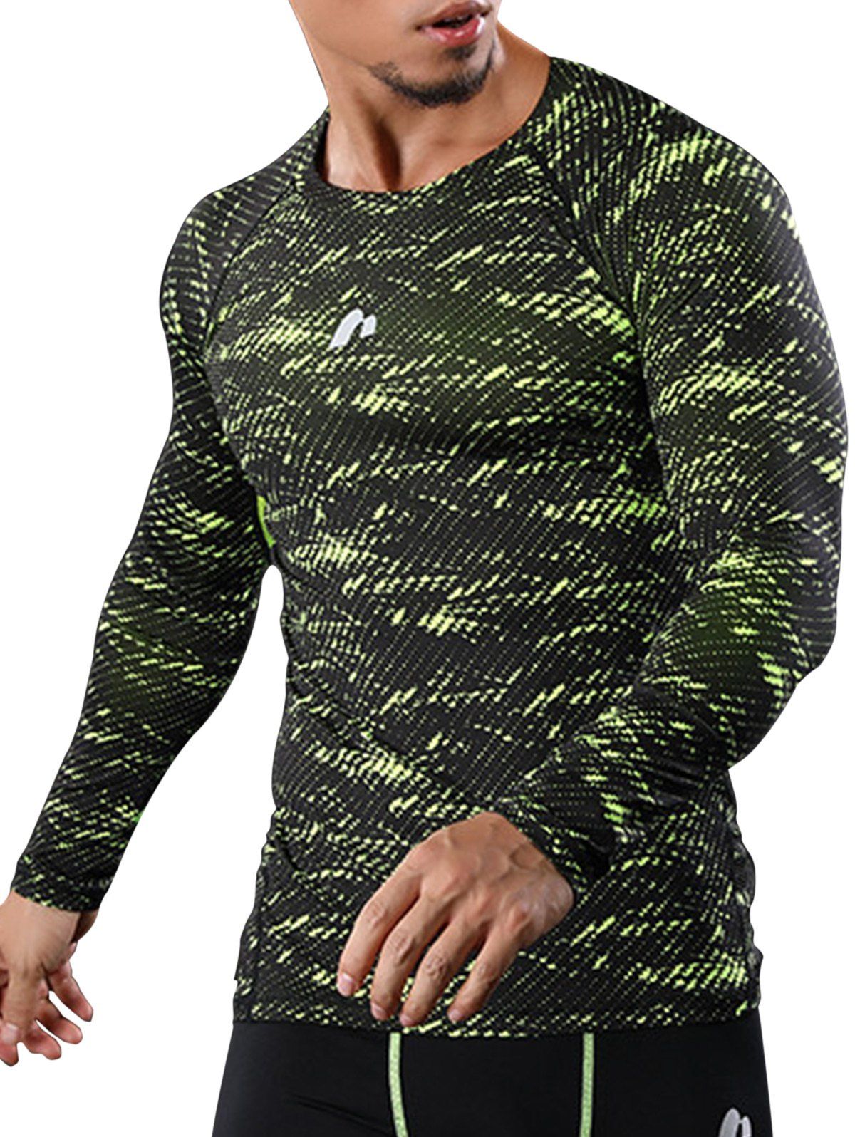 

Quick Dry Camouflage Openwork Panel Gym T-shirt, Green