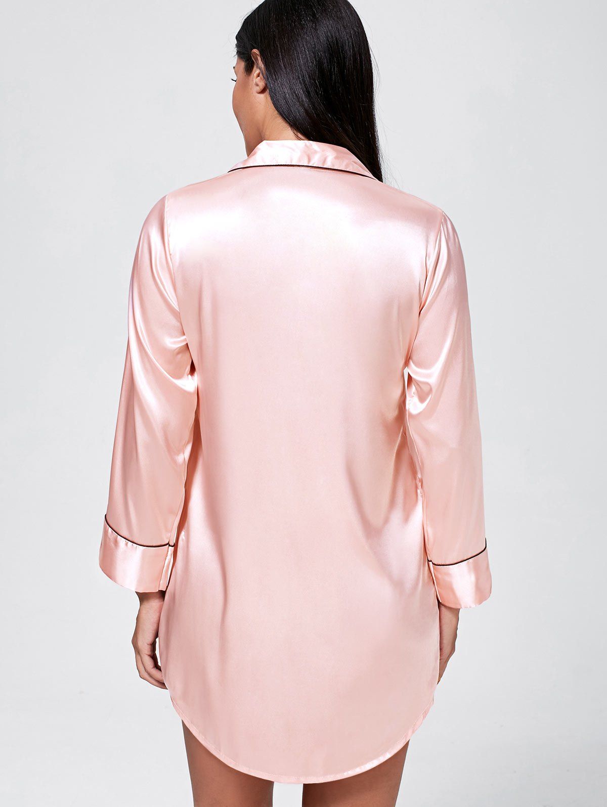 2018 Satin Pajama Shirt Dress PINK XL In Pajamas Online Store. Best