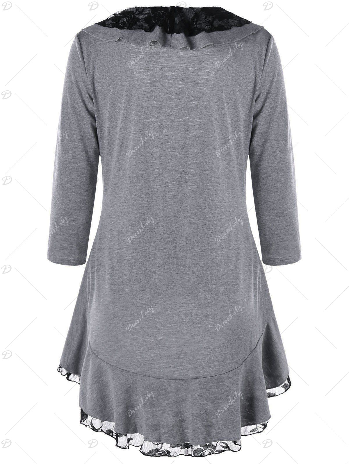 2018 Lace Trim Shawl Collar Cardigan LIGHT GRAY M In Sweaters & Cardigans Online Store. Best