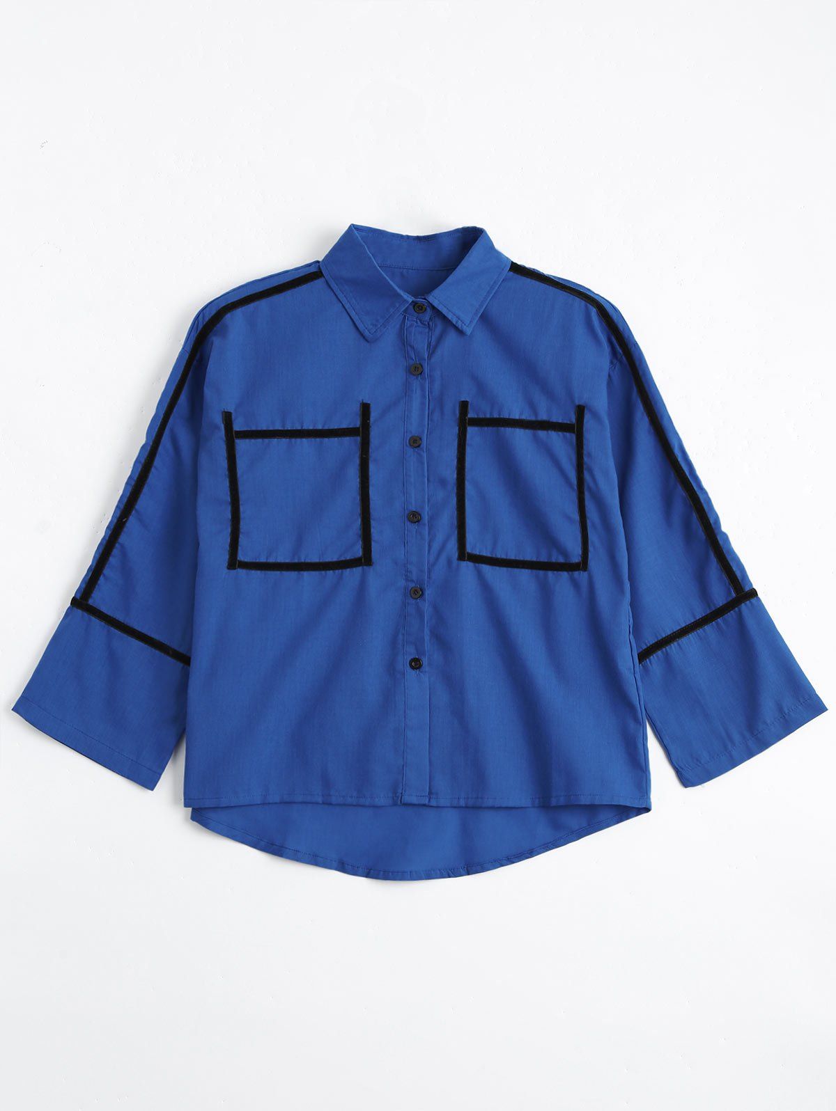 

Oversized Long Sleeve High Low Shirt, Blue