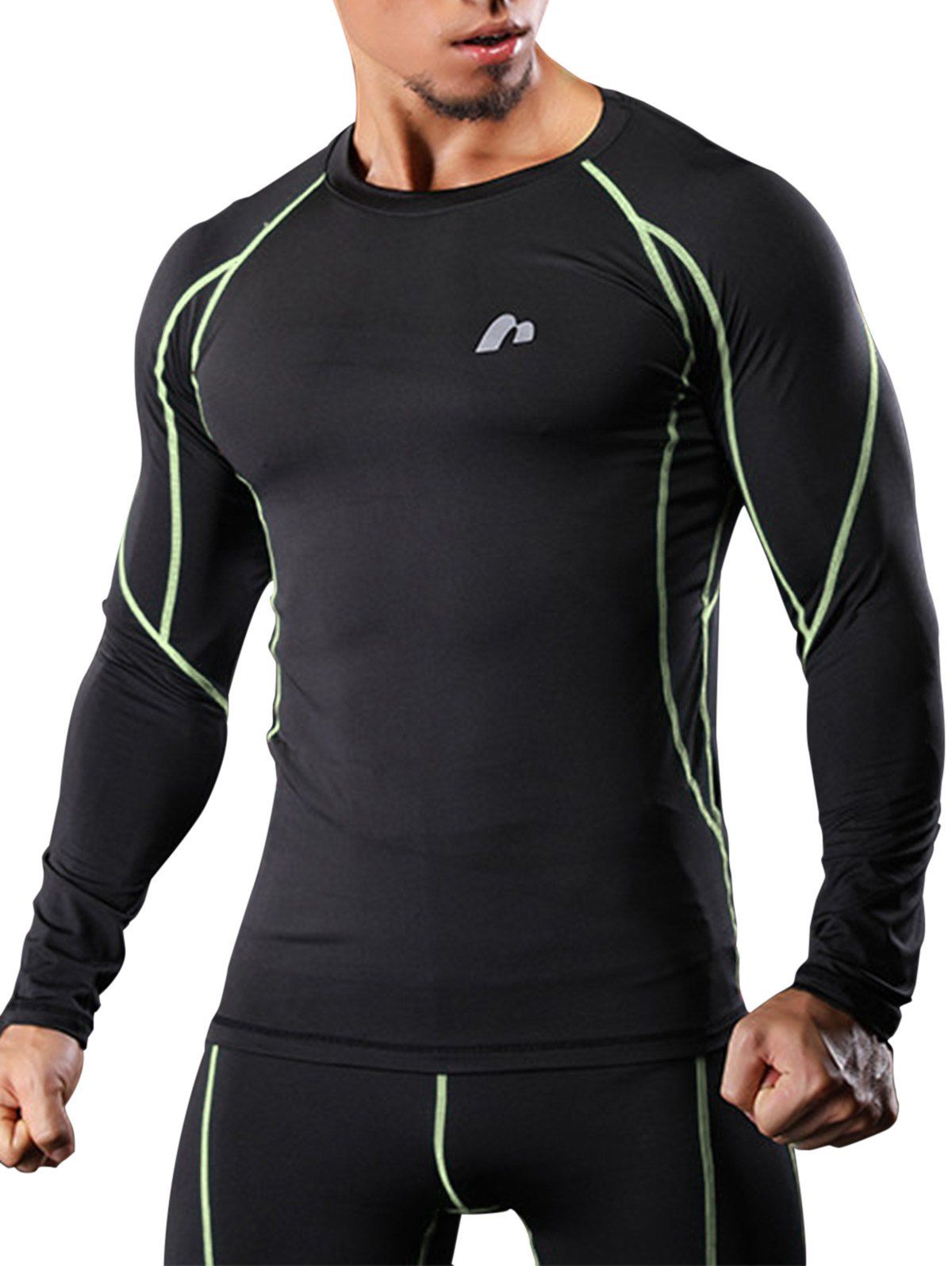 

Quick Dry Raglan Sleeve Suture Stretchy Gym T-shirt, Green