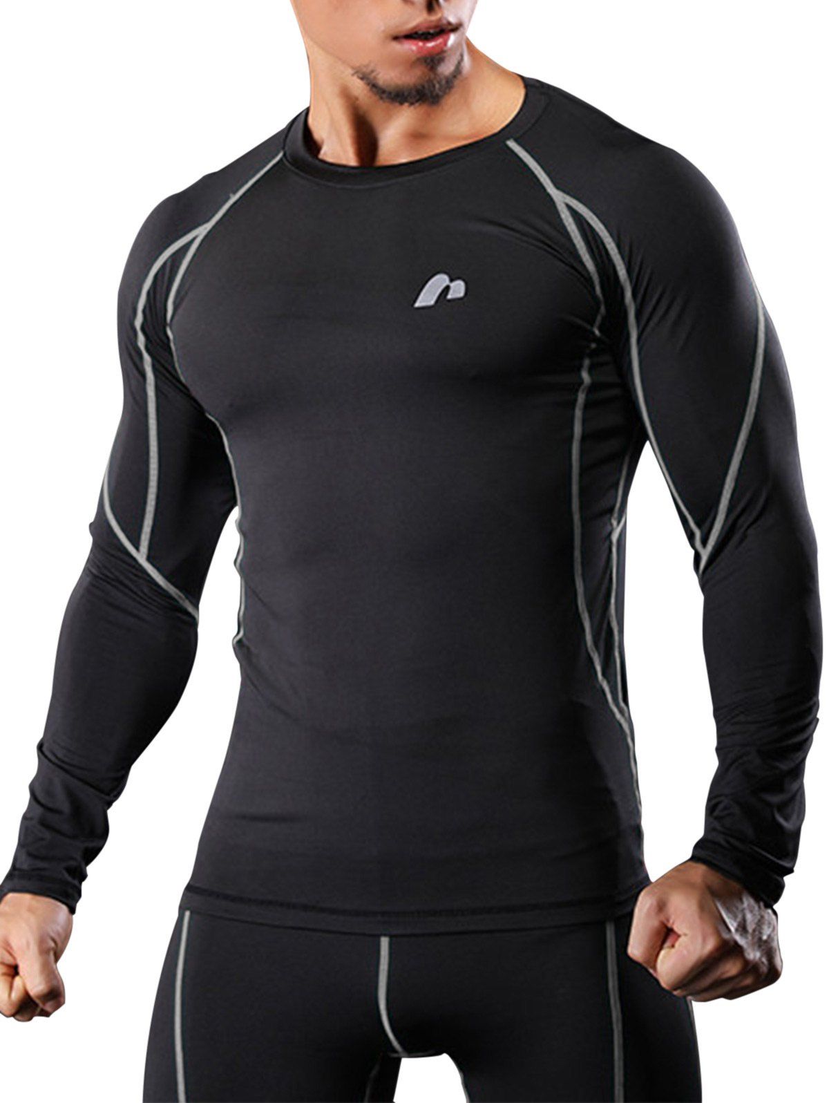

Quick Dry Raglan Sleeve Suture Stretchy Gym T-shirt, Gray