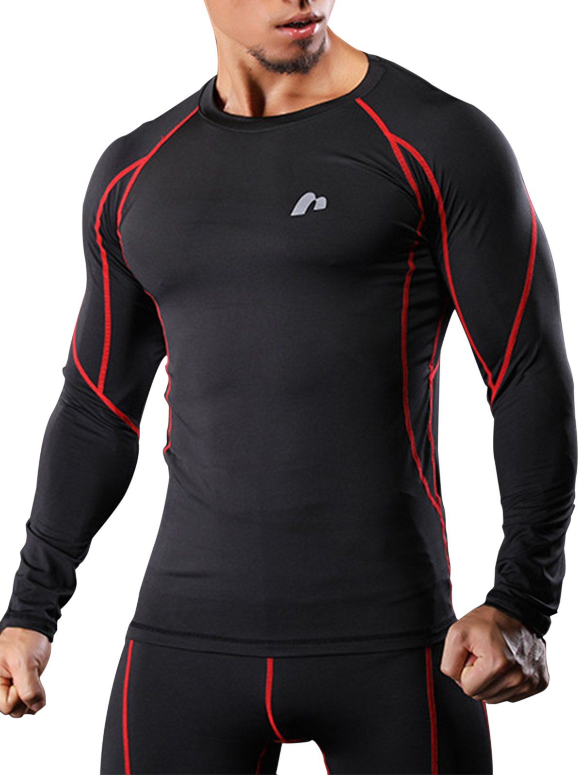 

Quick Dry Raglan Sleeve Suture Stretchy Gym T-shirt, Red