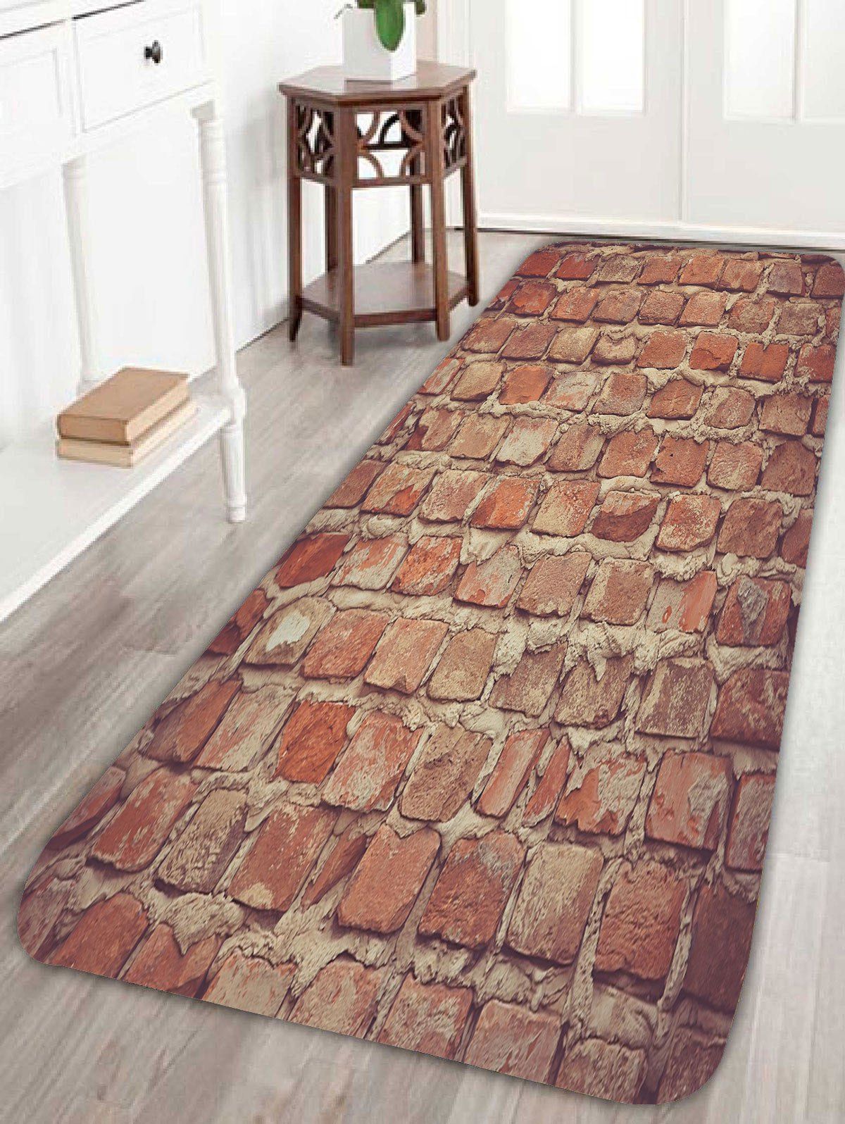 

Brick Wall Non Slip Coral Fleece Floor Rug, Brown