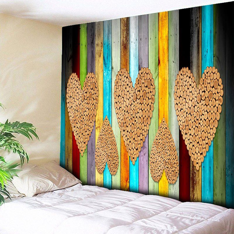 

Wood Grain Heart Printed Wall Hanging Tapestry, Wood color