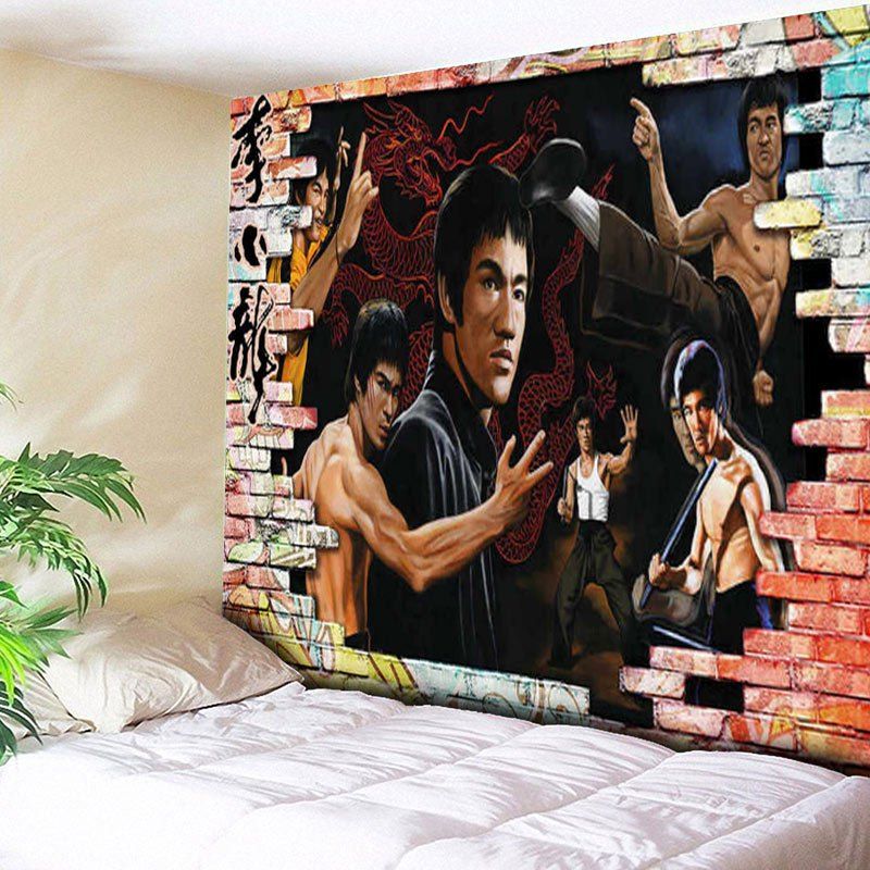 

Wall Hanging Bruce Lee Kung Fu Dragon Tapestry, Black