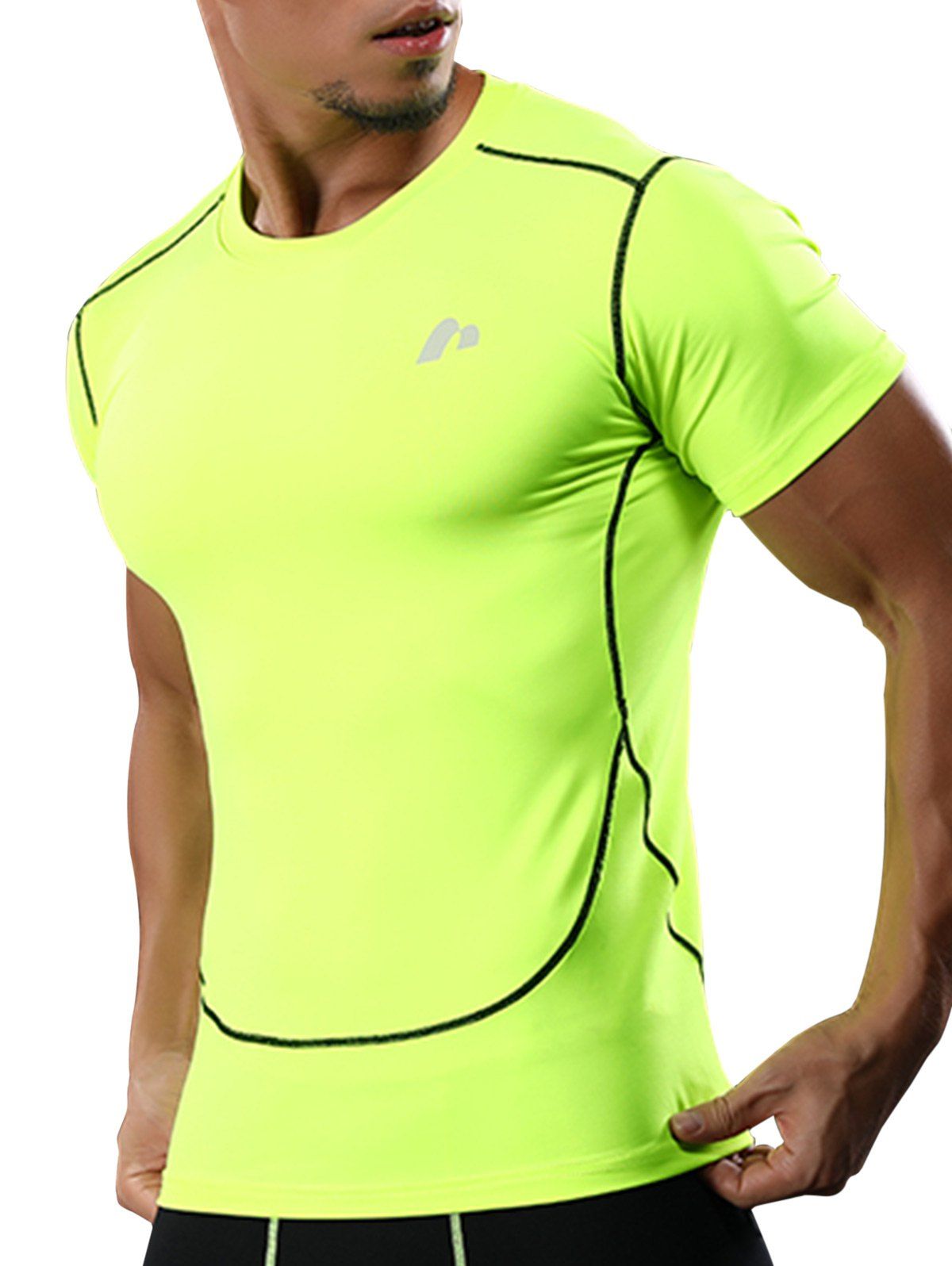 

Suture Quick Dry Short Sleeve Stretchy Gym T-shirt, Neon green