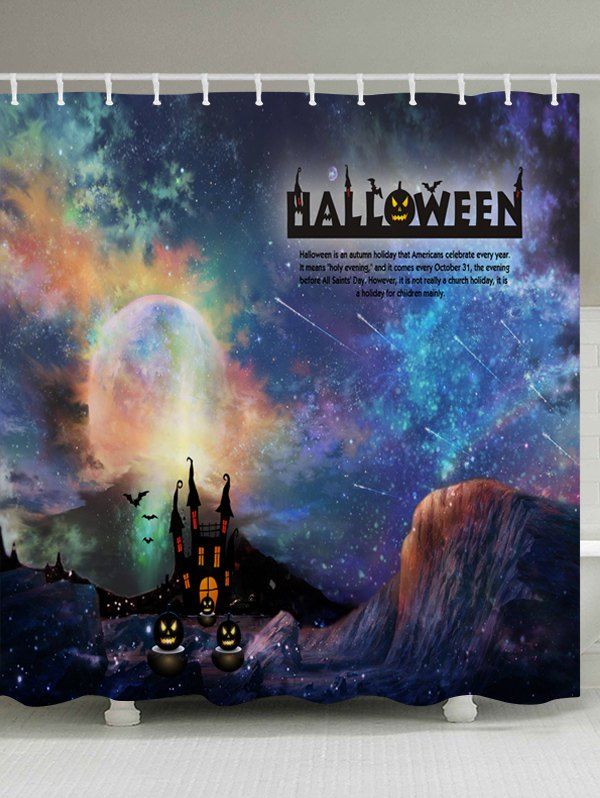 

Halloween Galaxy Print Fabric Bathroom Shower Curtain, Colormix