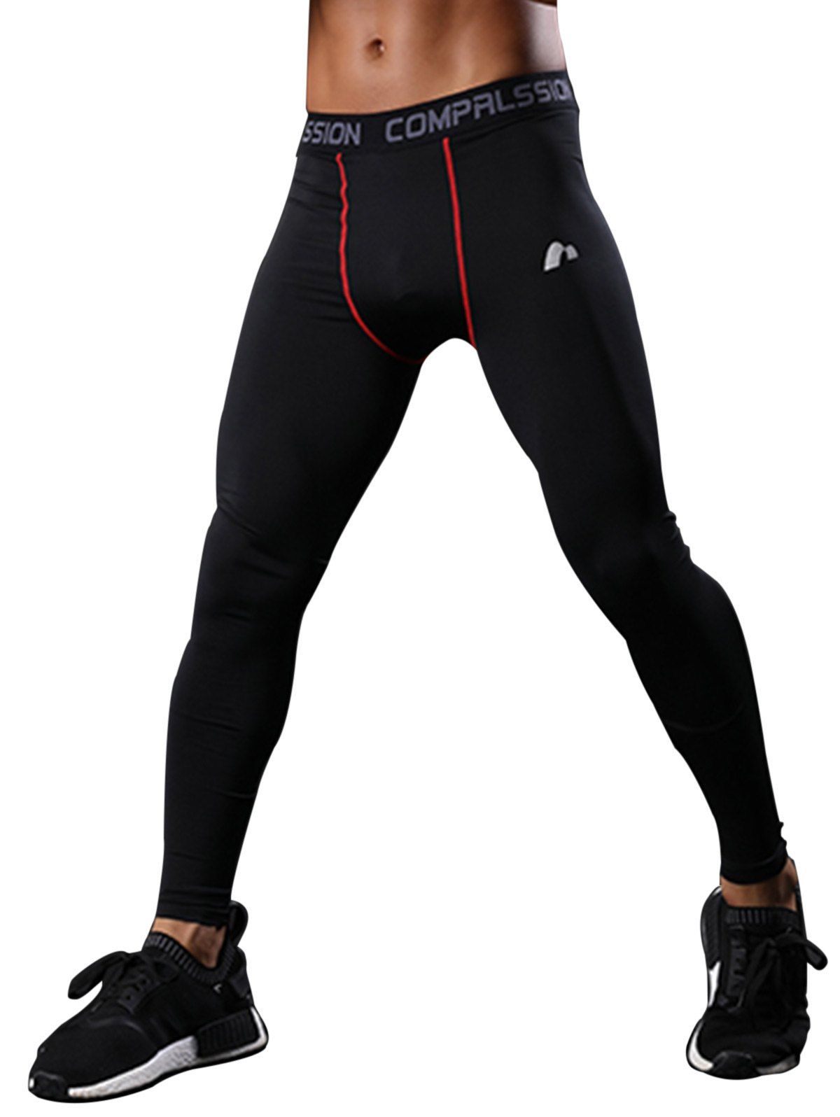 

Graphic Elastic Waist Suture Stretchy Quick Dry Gym Pants, Red