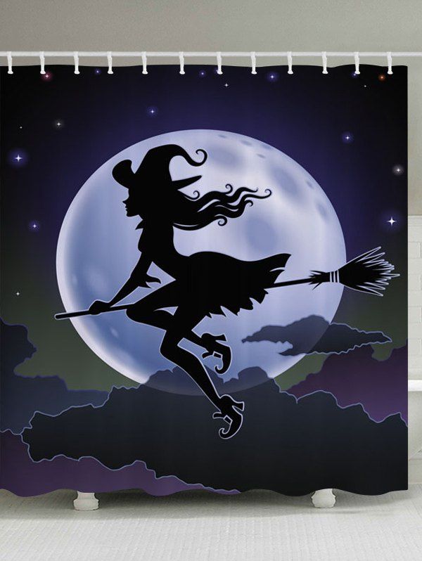 [41 OFF] 2021 Halloween Witch Print Fabric Bathroom Shower Curtain In