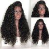 Free Part Shaggy Long Water Wave Lace Front Human Hair Wig - NATURAL BLACK 