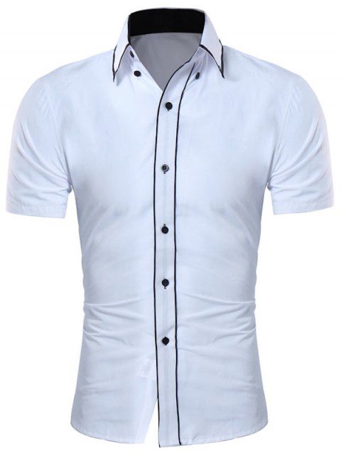 [LIMITED OFFER] 2019 Contrast Trim Button Down Collar Shirt In WHITE L ...