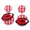 Faux Pearl Plaid Lips Embroidery Earrings - RED 
