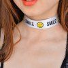 Smile Face Funny Choker Necklace - Blanc 