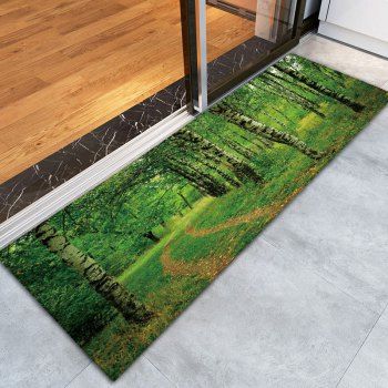 Forest Print Flannel Skidproof Bathroom Rug, GREEN, W INCH L INCH in ...