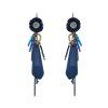 Rhinestone Fringed Chain Hoop Drop Earrings - Bleu 