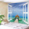 Wall Hanging Art Window Vue sur la mer Print Tapestry - Blanc W59 INCH * L51 INCH