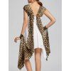 Robe en mousseline de soie manchette en léopard - Blanc XL
