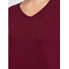 Plain Solid Color Drop Shoulder Pocket Tunic Tee Dress - WINE RED M