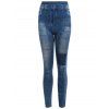 Jambières de style rétro imité Jeans Patch conception élastique minceur féminine - Bleu ONE SIZE