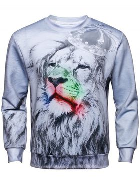 3D Crown Lion Print Long Sleeve Sweatshirt