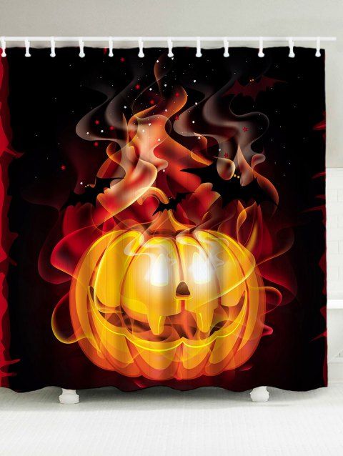 Halloween 3d Burn Pumpkin Print Rideau De Douche étanche