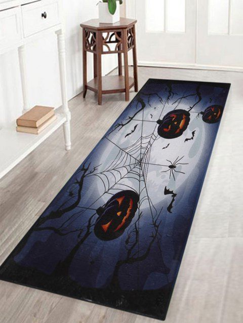 Limited Offer 2019 Pumpkin Bat Pattern Indoor Outdoor Pumpkin Bat Pattern Indoor Outdoor Area Rug Deep Blue W16 Inch L47