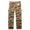 Pantalon Cargo Droit avec Poches à Braguette Zippée - Kaki 32