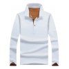 Polo Shirt Décontracté Demi-Bouton à Manches Longues - Blanc 3XL