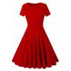 Vintage Ruched Party Skater Dress - Rouge 2XL