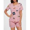 T-shirt Ensemble pyjamas en coton imprimé - Rose 2XL