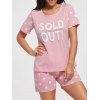 Polka Dot Print Pyjamas en coton Set - Rose clair M