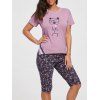 T-shirt imprimé en coton Ensemble pyjamas - Rose 2XL