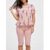 Ensemble pyjama en coton flounce imprimé - Rose clair XL