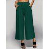 Poches Casual taille élastique Culotte Pantalons - Vert L