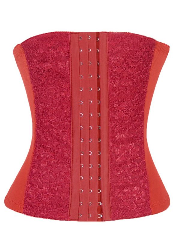 Brocade acier désossé taille corset - Rouge S
