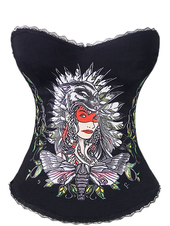 Haut de corset tribal imprimé indien - Noir 2XL