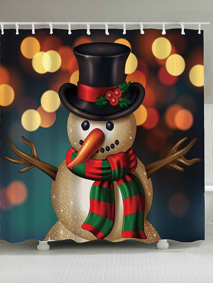 

Waterproof Christmas Snowman Printed Shower Curtain, Colorful