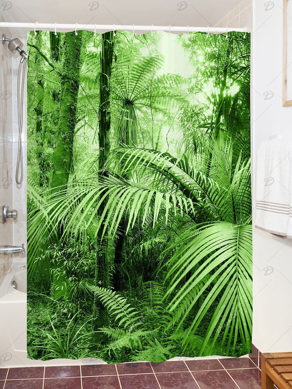 2018 Tropical Rainforest Fabric Bathtub Shower Curtain GREEN W INCH L ...